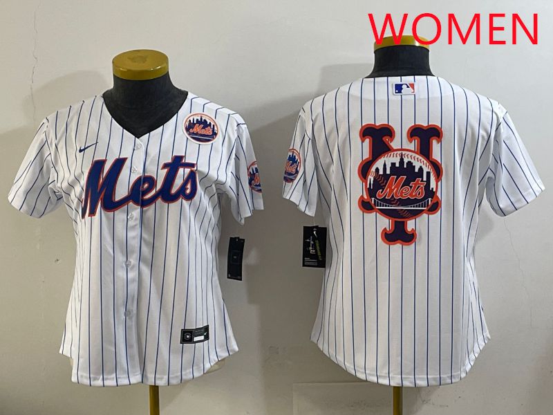 Women New York Mets Blank White Stripe Game 2025 Nike MLB Jersey style 9